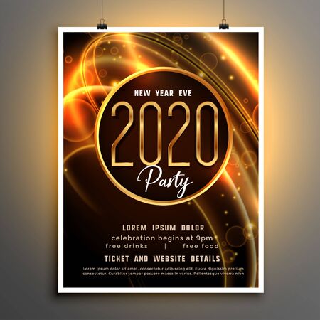 2020 new year shiny party event flyer design templateのイラスト素材
