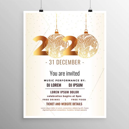 white and gold new year 2020 flyer template designのイラスト素材