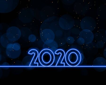 2020 new year written in blue neon style design