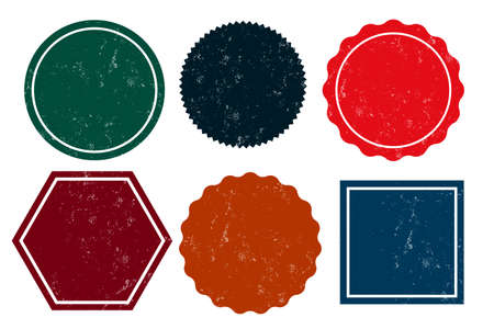 six empty grunge distressed stamps empty labelsのイラスト素材