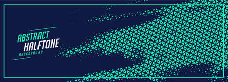 abstract turquoise triangle shapes on blue banner design