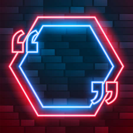neon glowing quotation frame with text spaceのイラスト素材