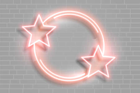 neon star glowing frame with text spaceのイラスト素材