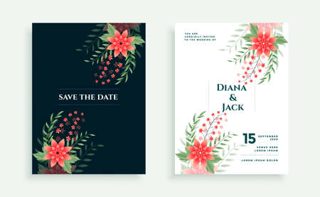 flower style wedding invitation card design templateのイラスト素材