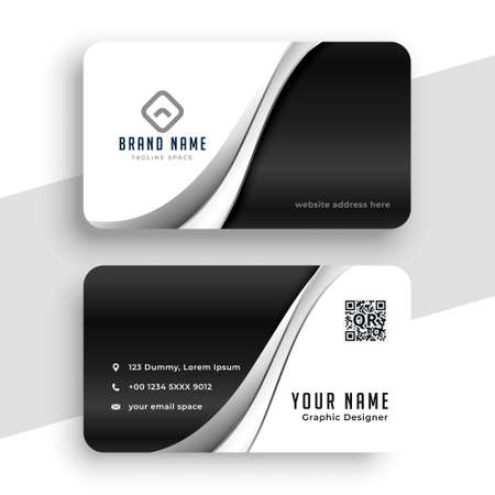 stylish black and white wavy business card designのイラスト素材