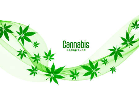 floating green cannabis marijuana leaves background designのイラスト素材