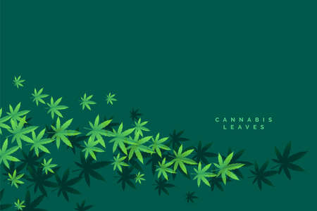 stylish marijuana and cannbis floating leaves backgroundのイラスト素材