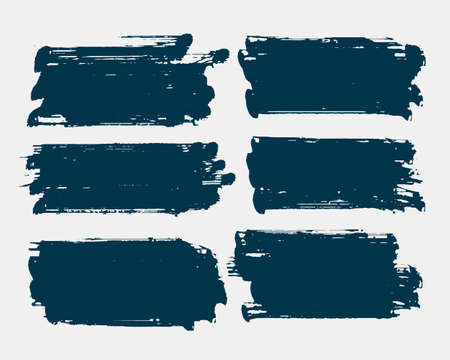 dirty rectangle shape grunge brush stroke setのイラスト素材