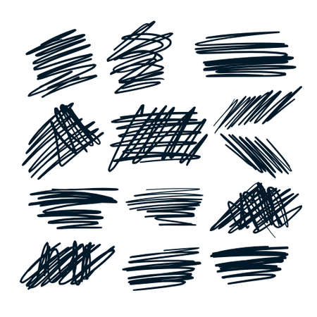 random pen sketch sribbles design set designのイラスト素材