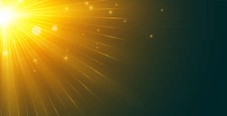 glowing sun rays background from top left cornerのイラスト素材