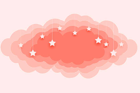 beautiful pastel color clouds and stars backgroundのイラスト素材