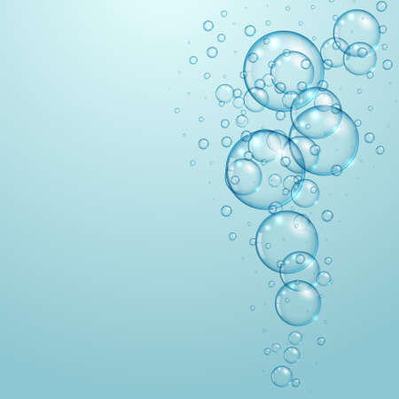 blue background with floating water bubbles design