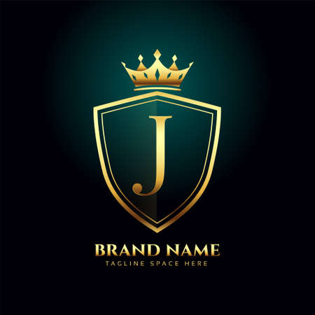 golden letter J monogram crown logo concept designのイラスト素材