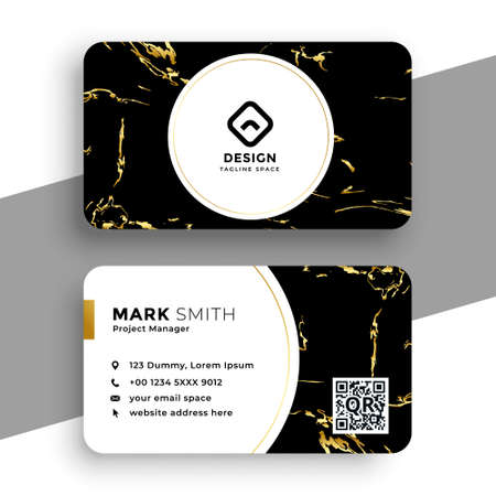 black and gold marble texture business card designのイラスト素材