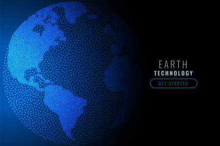 digital earth made with technology blue particlesのイラスト素材