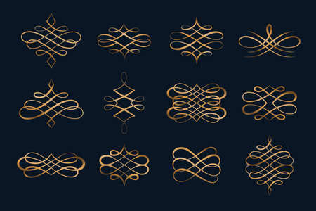 set of swirl calligraphic ornament decorative borders or dividers