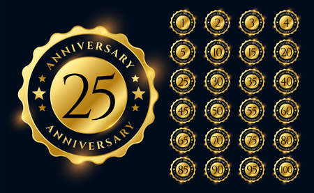golden anniversary labels logotype emblems big setのイラスト素材