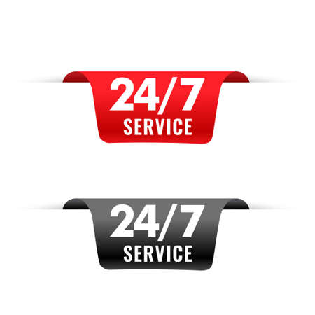 24 hour service ribbons tag in 3d style