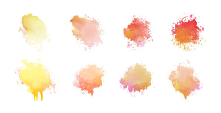 set of eight watercolor stain set designのイラスト素材