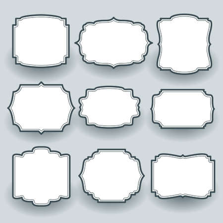 vintage empty frame labels set of nineのイラスト素材