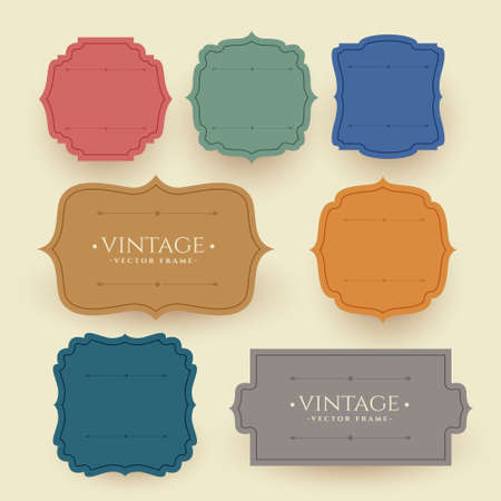 vintage frame labels set in retro colorsのイラスト素材