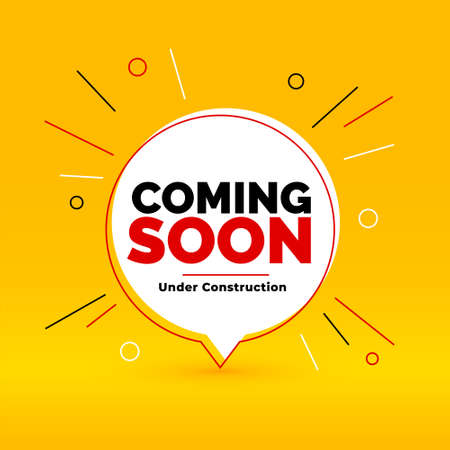 coming soon under construction yellow chat bubble style backgroundのイラスト素材