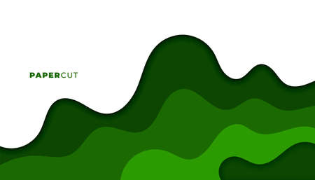abstract green papercut style background designのイラスト素材