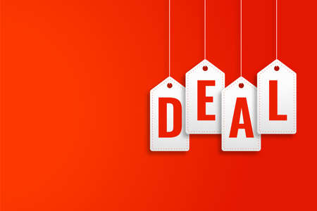 deal promotional banner in hanging price tag styleのイラスト素材