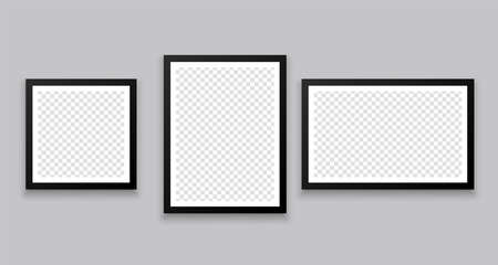 three gallery wall style photo frames in different sizesのイラスト素材