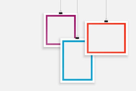 stylish three blank photo frames background design
