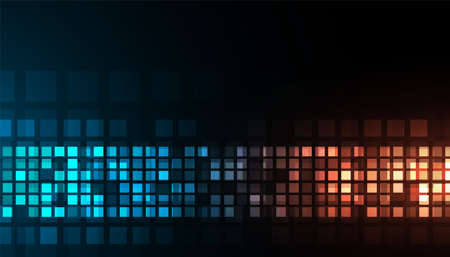 digital technology shiny blue and orange dark background designのイラスト素材