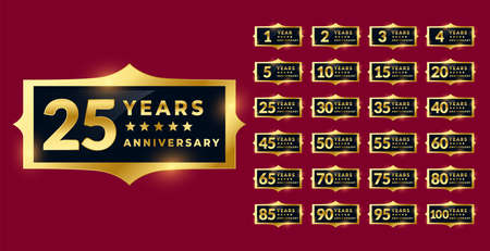 shiny golden anniversary labels or emblems setのイラスト素材