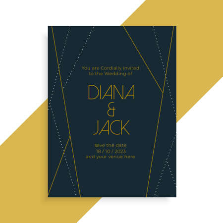geometric line style wedding invitation dark template designのイラスト素材