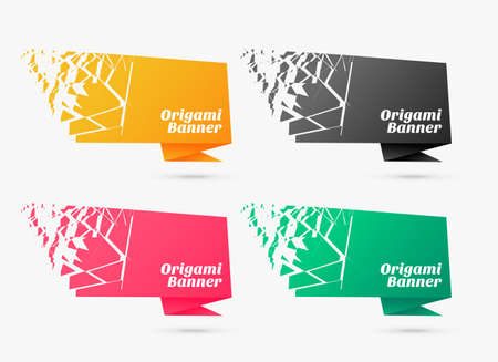 bursting style origami banner template set designのイラスト素材