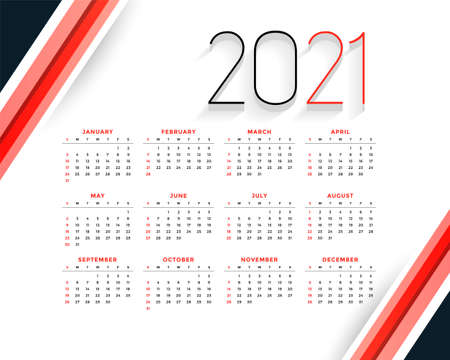 professional 2021 modern calendar design red templateのイラスト素材