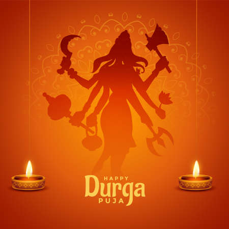 happy durga pooja indian festival wishes card design