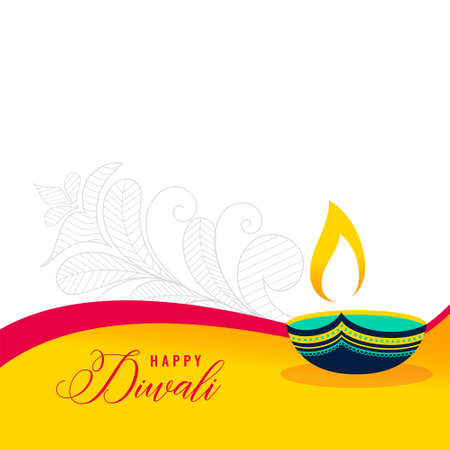 happy diwali decorative flat style card designのイラスト素材