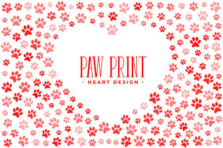 pet animal love with paw prints and heartのイラスト素材
