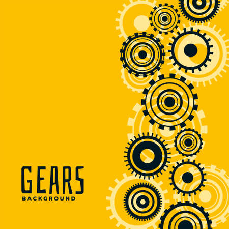yellow background with gears and cog wheelsのイラスト素材