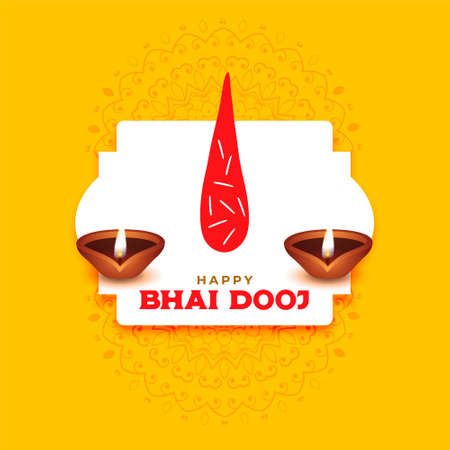 Happy bhai dooj greeting with tilak and diya background vectorのイラスト素材
