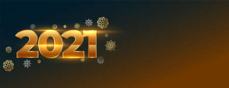 Creative glowing new year 2021 with snowflake dÃ©cor