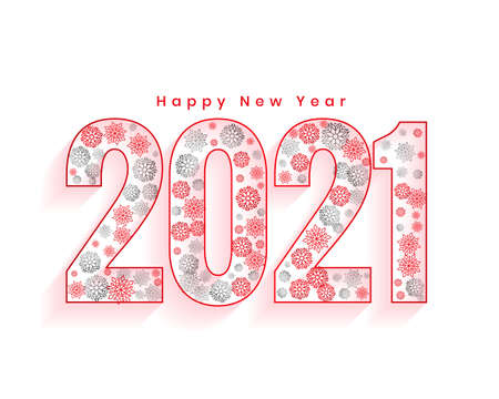 happy new year 2021 text made with snowflakes designのイラスト素材
