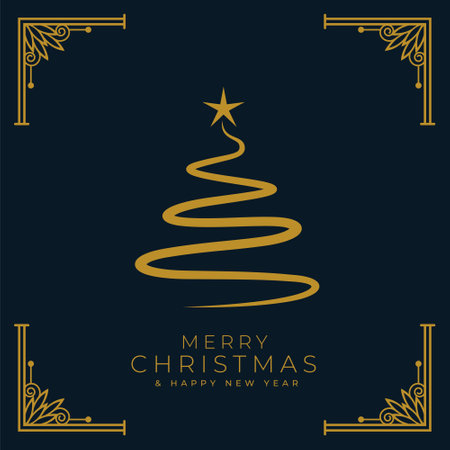 flat style merry christmas tree background designのイラスト素材