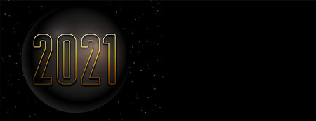 black and golden happy new year 2021 banner design