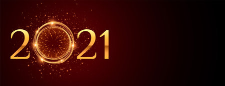 2021 golden sparkling banner for happy new yearのイラスト素材