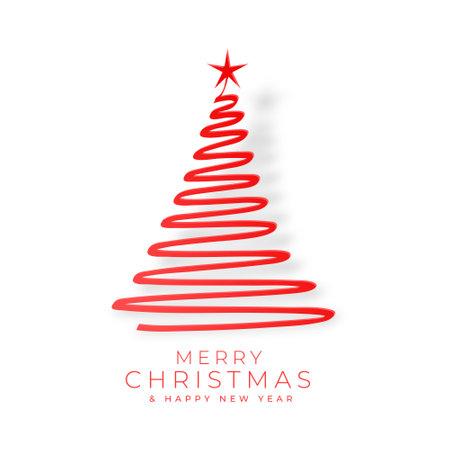 creative line christmas tree with star backgroundのイラスト素材