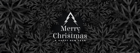 christmas festival banner with black theme snowflakes designのイラスト素材