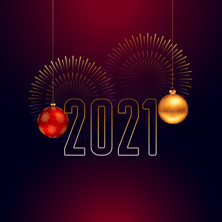 2021 happy new year background with christmas ballのイラスト素材