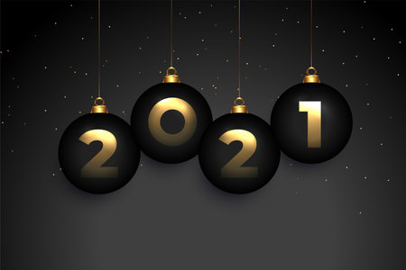 dark 2021 happy new year background with christmas baublesのイラスト素材