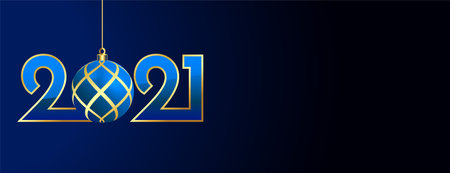 2021 new year banner with christmas ball design